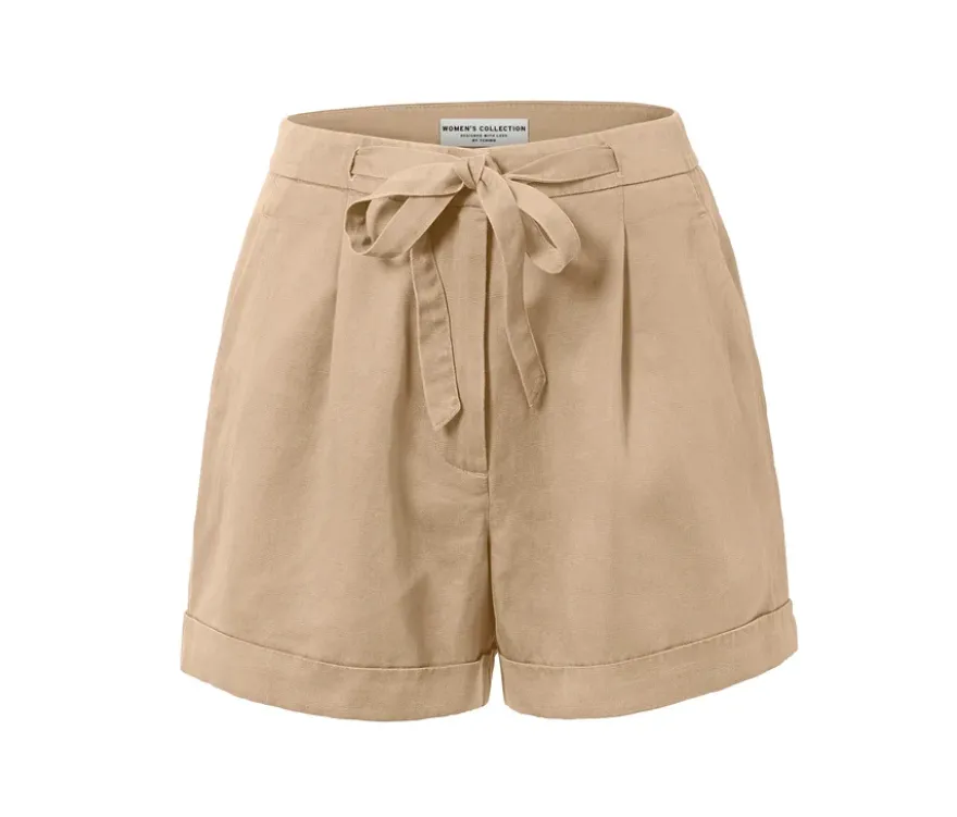 Shorts mit Leinenanteil, beige
