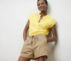 Shorts mit Leinenanteil, beige