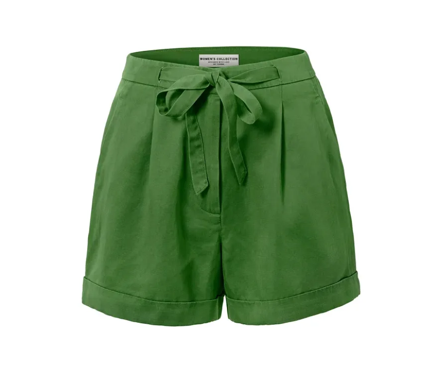 Shorts mit Leinenanteil, grün