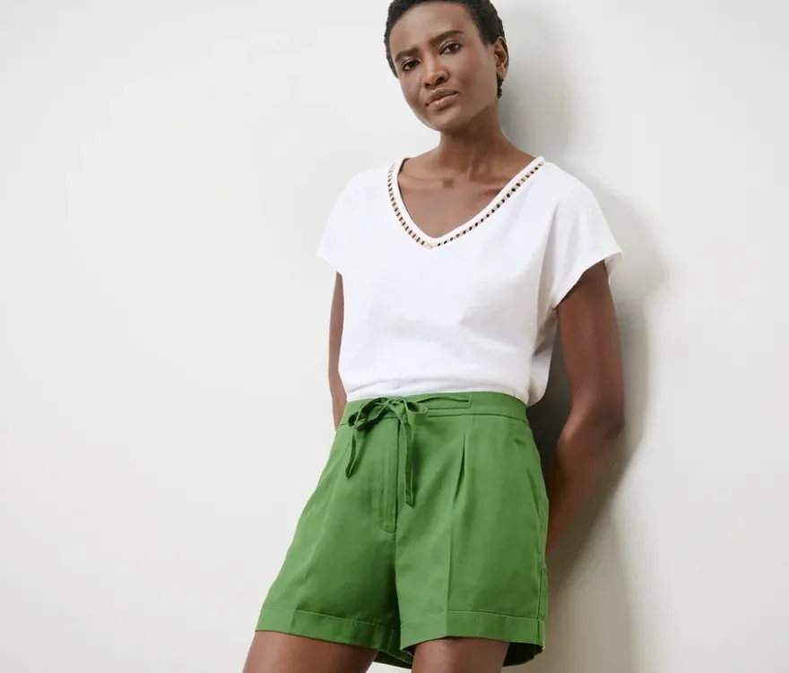 Shorts mit Leinenanteil, grün