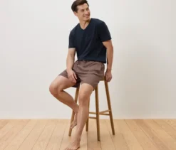 Shorty-Pyjama-Set, blau-braun