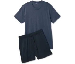 Shorty-Pyjama-Set, blau/navy