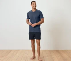 Shorty-Pyjama-Set, blau/navy