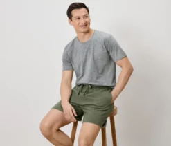 Shorty-Pyjama-Set, grau/khaki