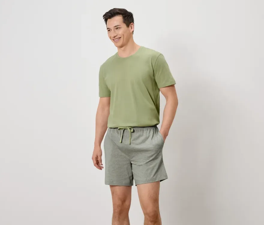 Shorty-Pyjama-Set, grün/grün-weiß gestreift