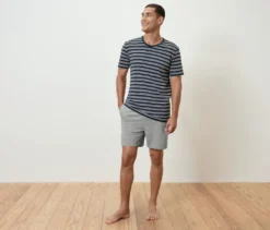 Shorty-Pyjama-Set, navy/grau