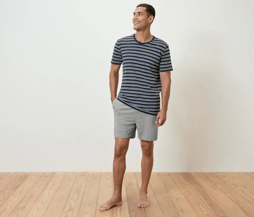Shorty-Pyjama-Set, navy/grau