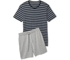 Shorty-Pyjama-Set, navy/grau