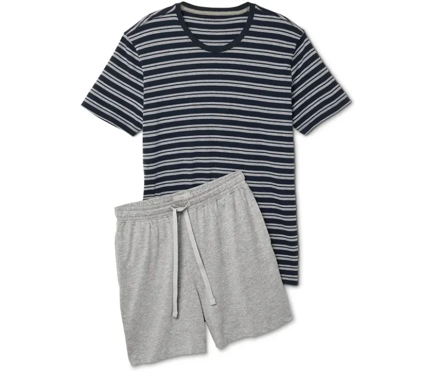 Shorty-Pyjama-Set, navy/grau