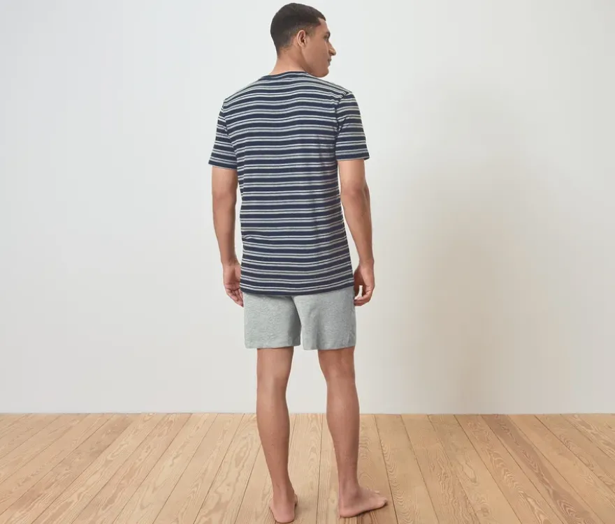 Shorty-Pyjama-Set, navy/grau