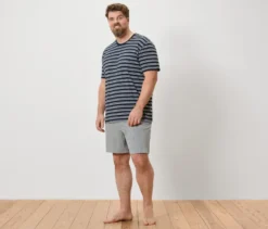 Shorty-Pyjama-Set, navy/grau