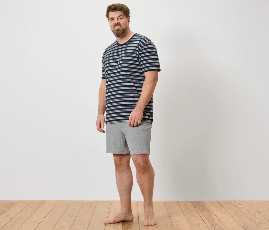 Shorty-Pyjama-Set, navy/grau