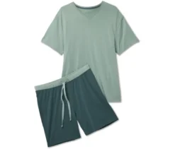 Shorty-Pyjama-Set, petrol/jade