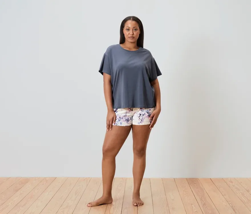 Shorty-Pyjama-Set, rauchblau