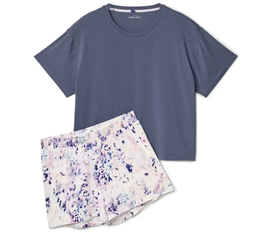 Shorty-Pyjama-Set, rauchblau