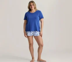 Shorty-Pyjama-Set, royal blau