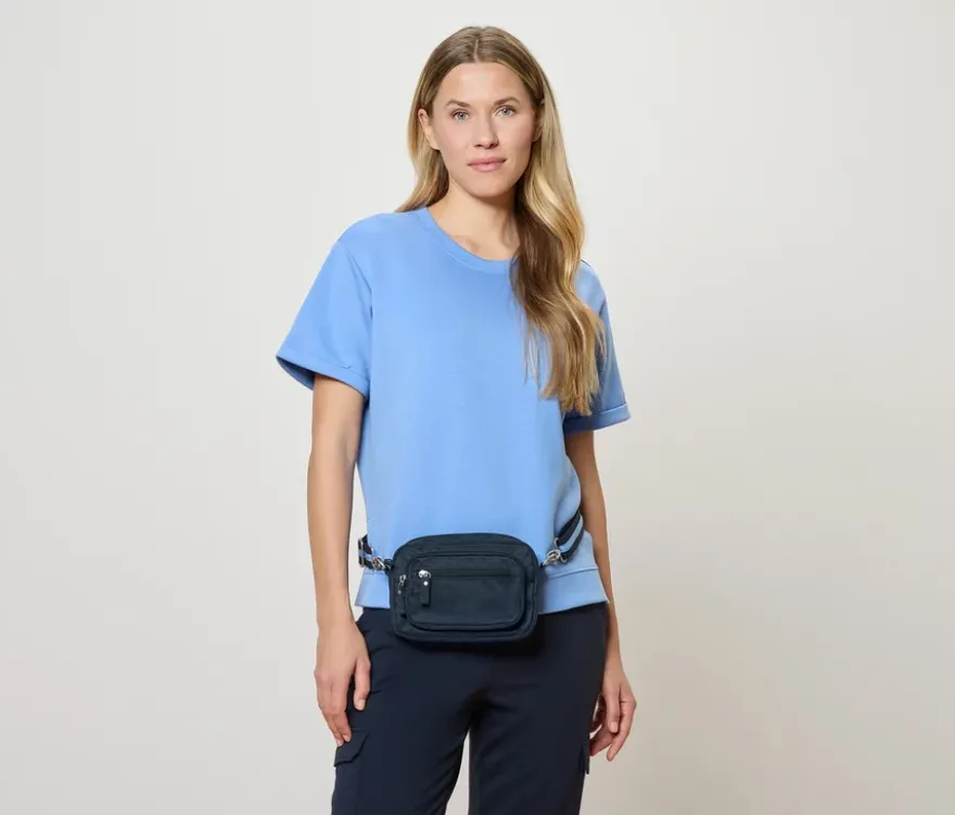 Sicherheits-Umhänge-und-Bauchtasche, blau