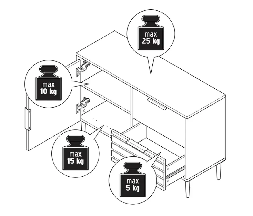 Sideboard »BAAKEN« mit 2 Schubladen und Tür