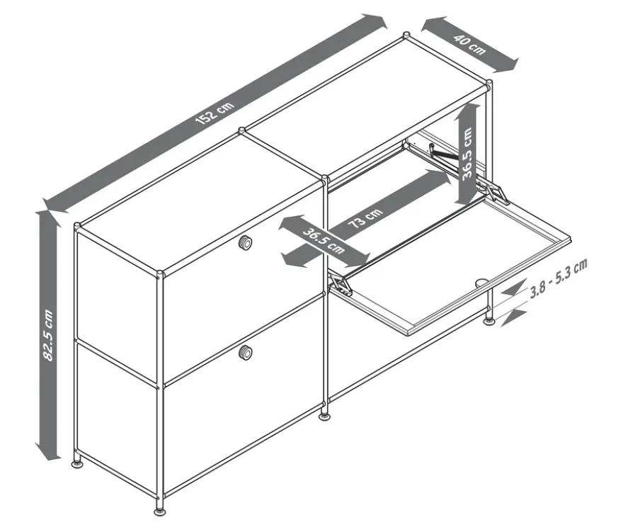 Sideboard »CN3« mit vier Klappen, grau