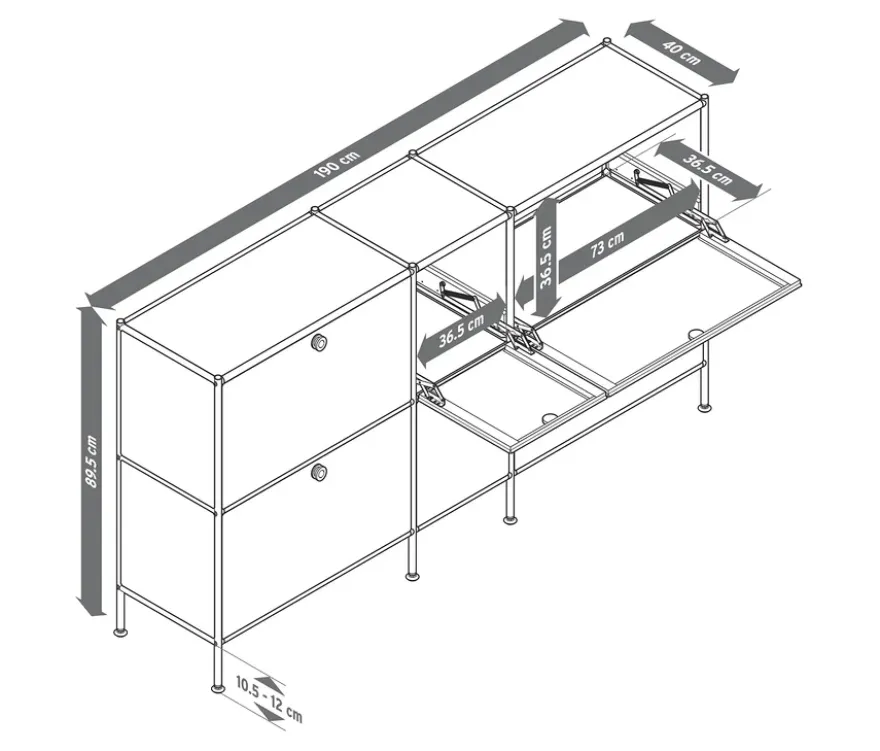 Sideboard Metall »CN3« groß mit 6 Klappenfächern, schwarz