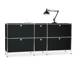Sideboard Metall »CN3« groß mit 6 Klappenfächern, schwarz