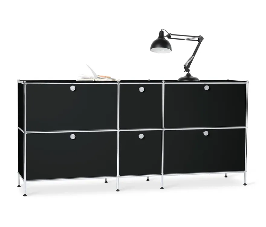 Sideboard Metall »CN3« groß mit 6 Klappenfächern, schwarz