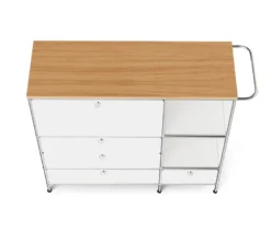 Sideboard Metall »CN3« mit Holzplatte, 1 Klappenfach und 4 Schubladen, weiß