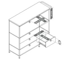 Sideboard Metall »CN3« mit Holzplatte, 1 Klappenfach und 4 Schubladen, weiß