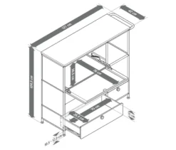 Sideboard Metall »CN3« mit Holzplatte, 1 Klappenfach und 4 Schubladen, weiß