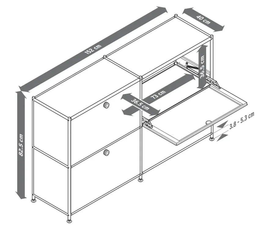 Sideboard Metall »CN3« mit 4 Klappenfächern