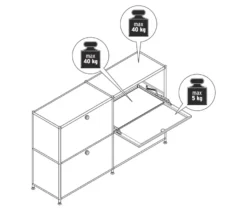 Sideboard Metall »CN3« mit 4 Klappenfächern