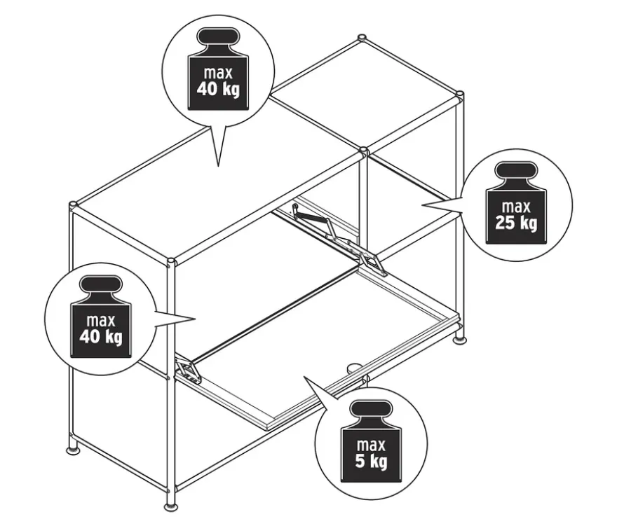 Sideboard Metall »CN3« mit 2 Klappenfächern, weiß