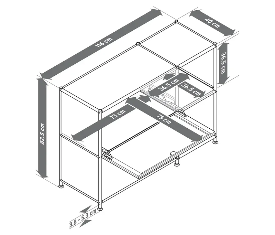 Sideboard Metall »CN3« mit 2 Klappenfächern, weiß