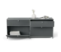 Sideboard Metall »CN3« mit 2 Klappenfächern und 2 Schubladen, grau