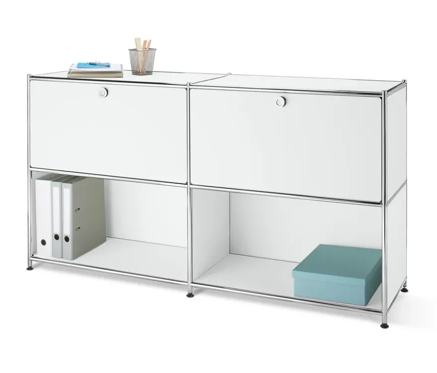 Sideboard Metall »CN3« mit versetzbaren Klappenfächern, weiß