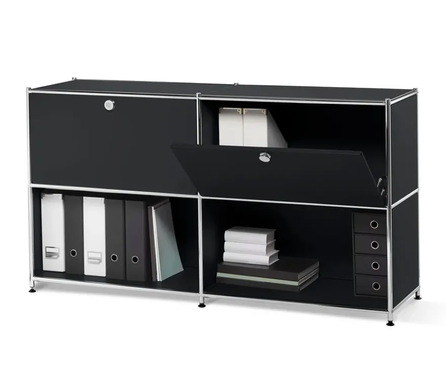 Sideboard Metall »CN3« mit versetzbaren Klappenfächern, schwarz