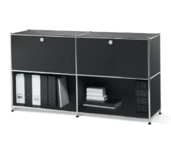Sideboard Metall »CN3« mit versetzbaren Klappenfächern, schwarz