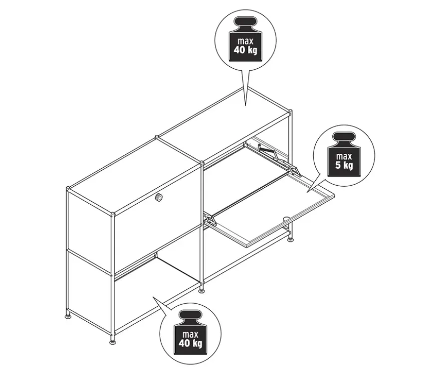 Sideboard Metall »CN3« mit versetzbaren Klappenfächern, schwarz
