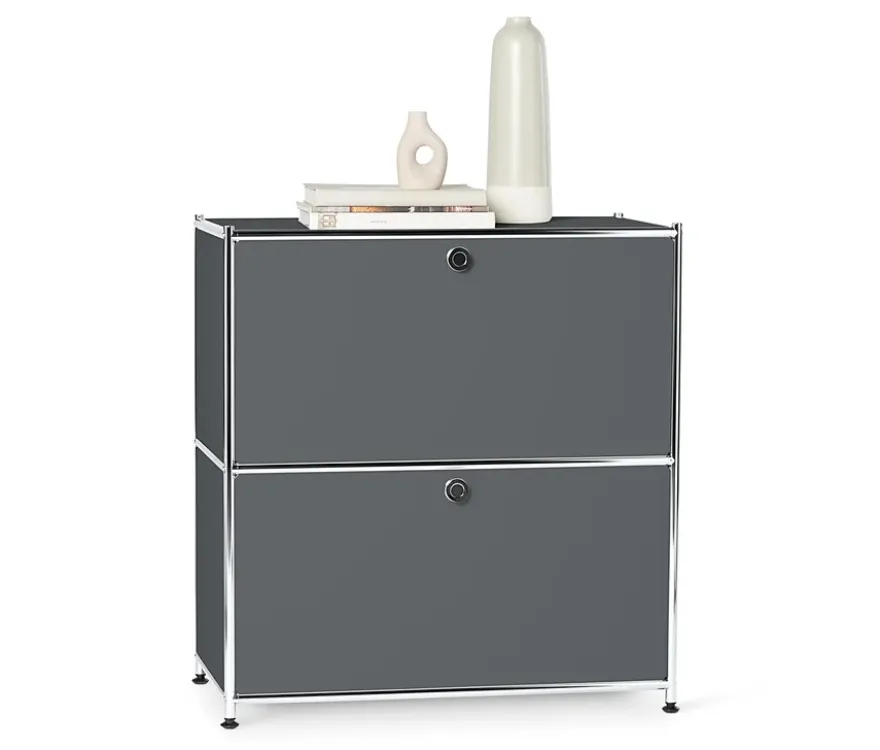 Sideboard Metall »CN3«, niedrig mit Klappenfächern, grau