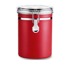 Siebstempelkanne, Set Milky red mit Aufschäumer & Dose
