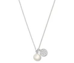 925 Silber Kette mit Anhänger und Muschelkernperle