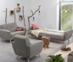 3-Sitzer-Schlafsofa »Justus« in grau meliertem Webstoff