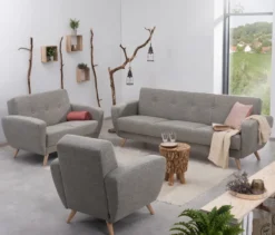 3-Sitzer-Schlafsofa »Justus« in grau meliertem Webstoff