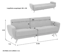 3-Sitzer-Schlafsofa »Justus« in grau meliertem Webstoff