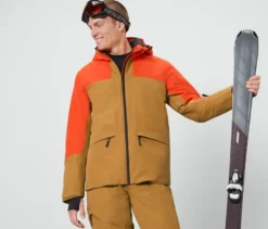 Skijacke, orange/braun