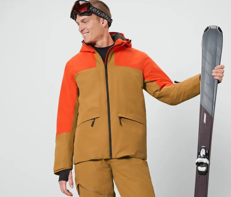 Skijacke, orange/braun