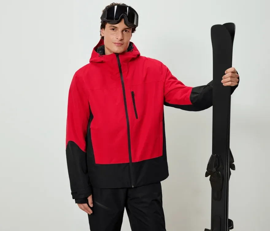 Skijacke, rot-schwarz