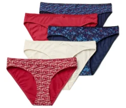 5 Slips, rot/creme/blau