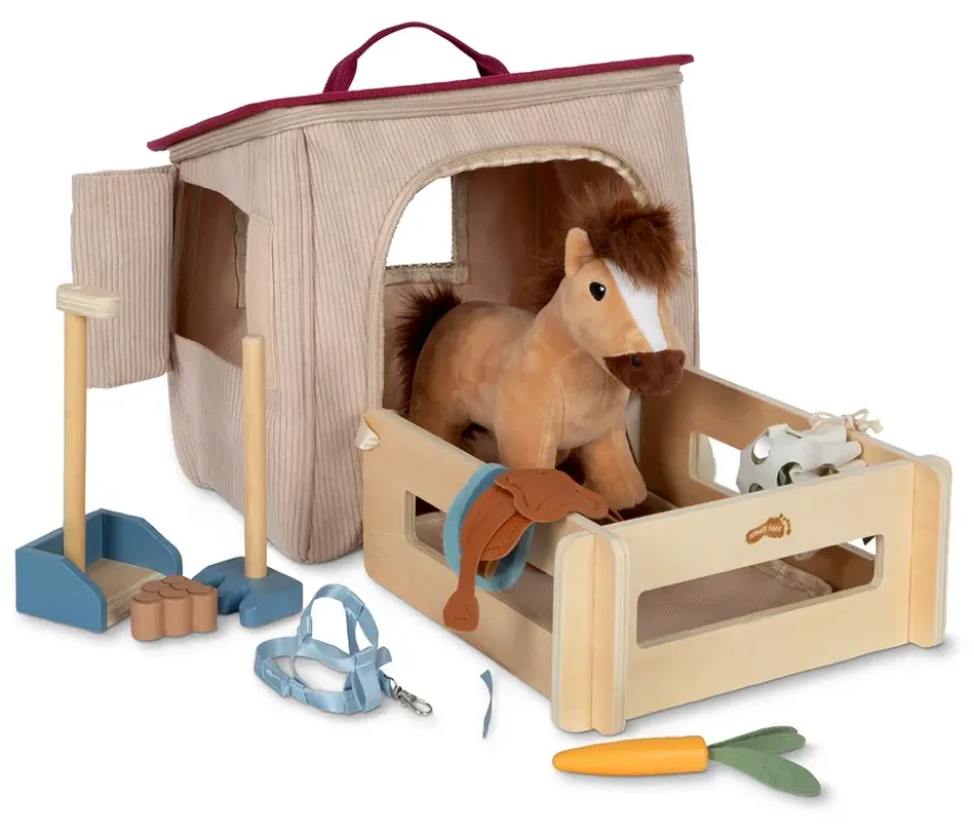 small foot Spielset Pferd mit Stalll, hellbraun