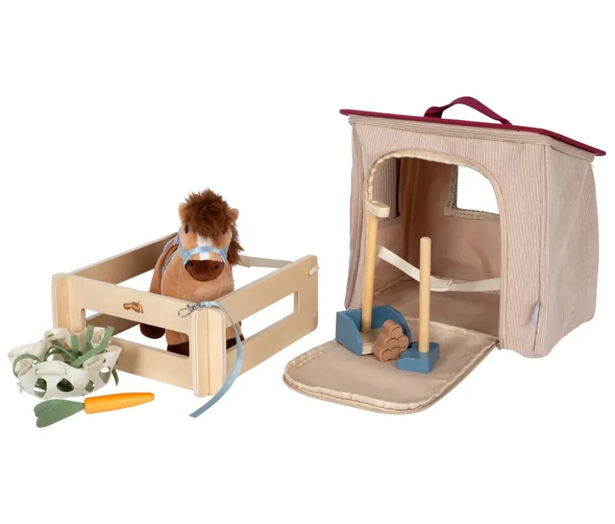 small foot Spielset Pferd mit Stalll, hellbraun